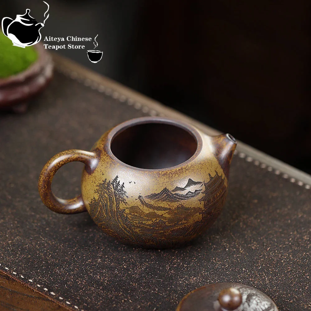 Yixing purple clay teapot with special high temperature, wood burning keel, golden sand, phoenix singing, Xishi large capacity