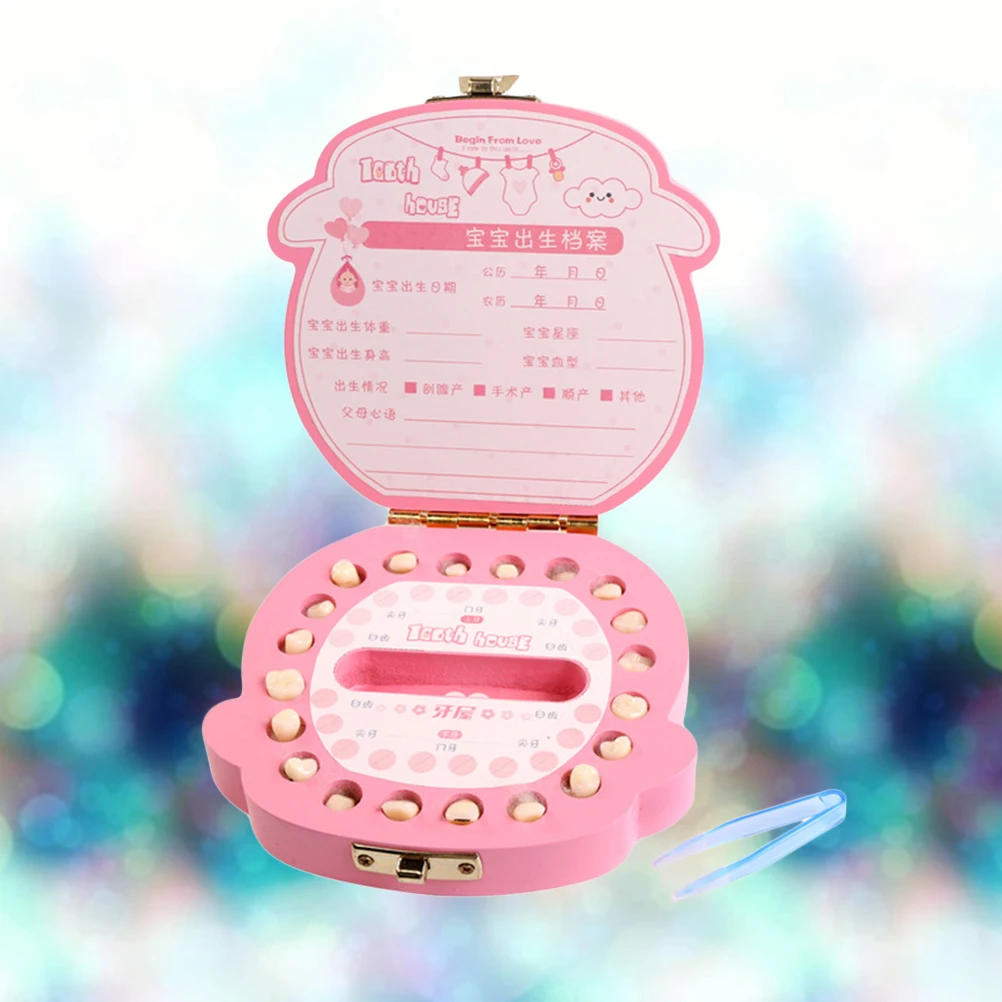 

Baby Box Wooden Pink Storage For Deciduous Teeth Lanugo Keepsake Gift Tooth Memory Collector Family Baby Teeth