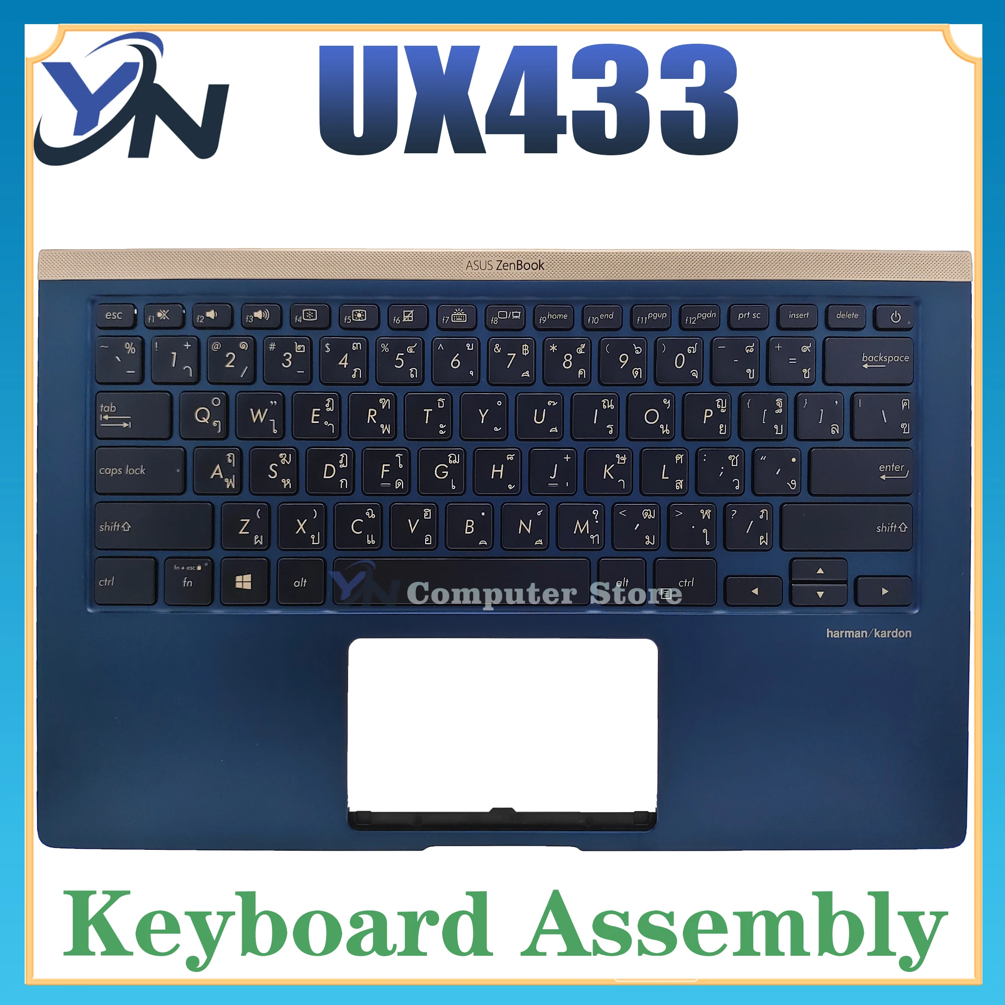 

UX433 For ASUS Laptop Keyboard UX433F UX433FA UX433FN U4300F UX433FL Keyboard Palmrest C Shell Assembly