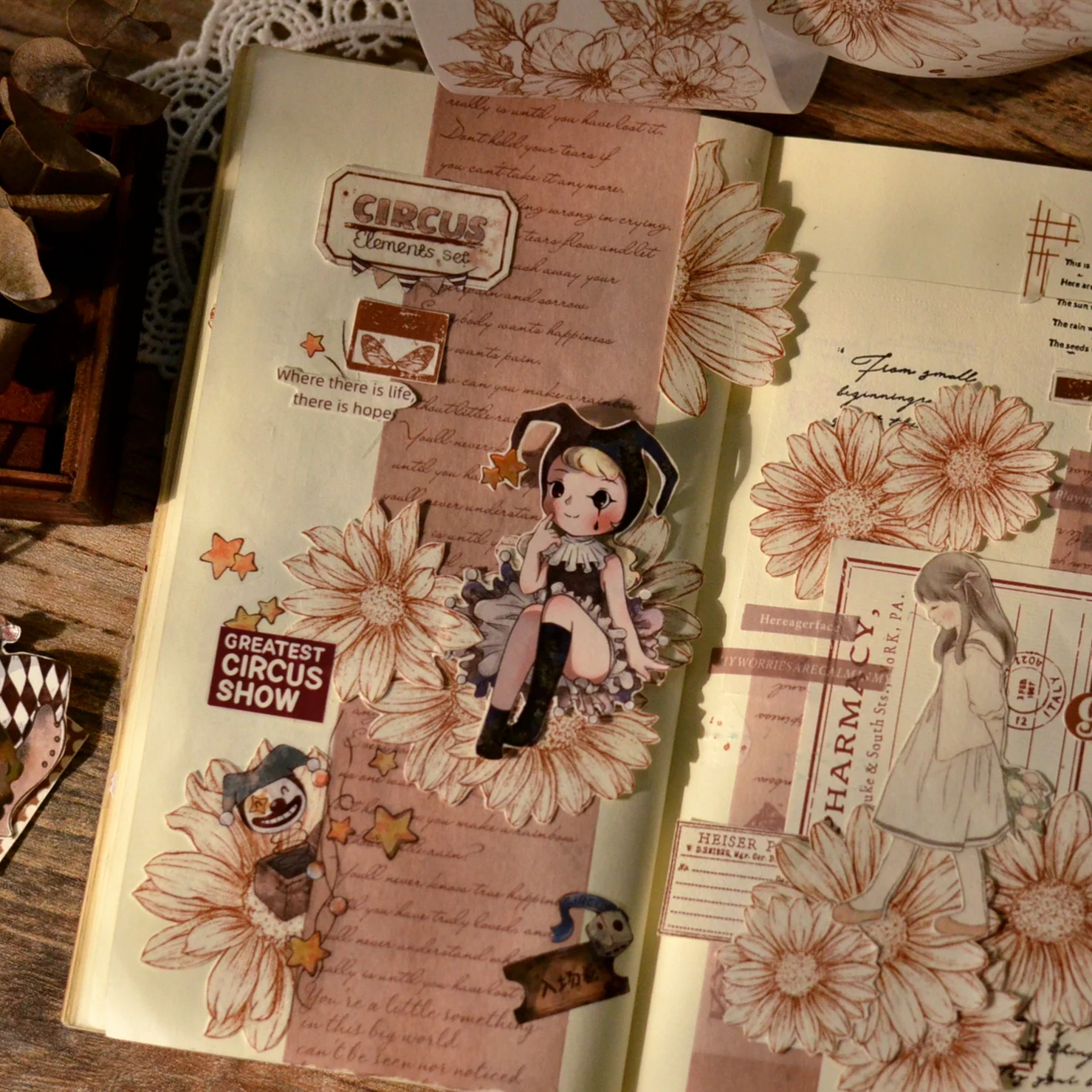 5 Meter Rolle Vintage niedlichen Mädchen Zirkus Journal Washi Tape Haustier Aufkleber