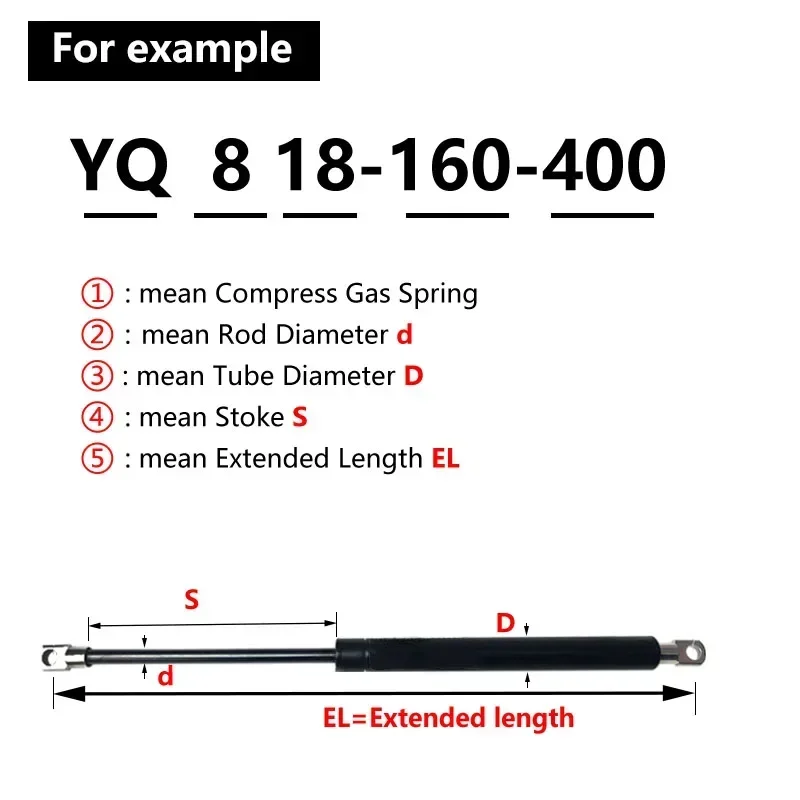 1PC 200N/45LB 8X18 Gas Struts with Steel Eyes Ends Shock Absorbers Gas Spring Lift Supports Cushioned Kitchen Cupboard Hinge