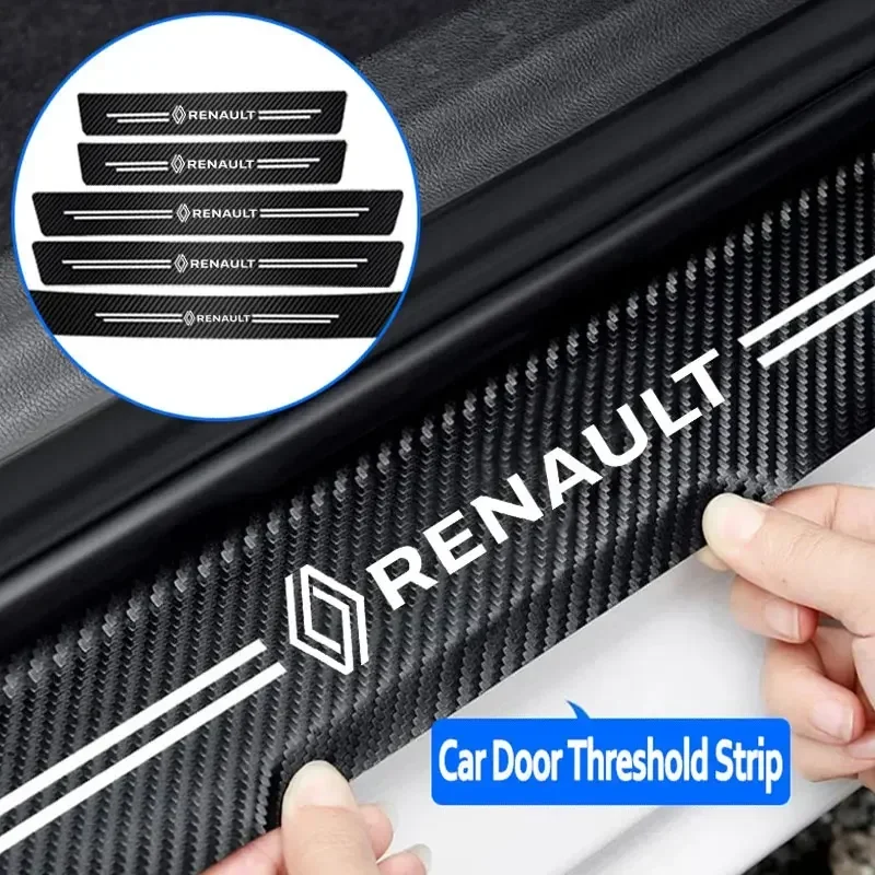 4pcs Carbon Fiber Car Sticker Auto Door Threshold Scratch Waterproof For Renault Megane 2 3 4 Twingo Clio Talisman Captur Trafic image 4