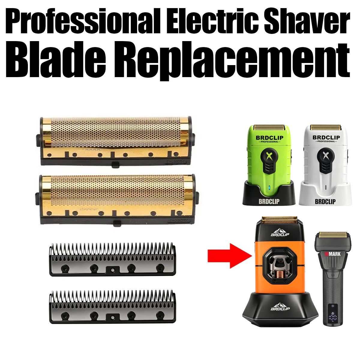 Professional electric shaver replacement blade mesh Compatible with BRDCLIP BRD-2603 、FA1R NG-7982、BRD-363 Titanium plated blade