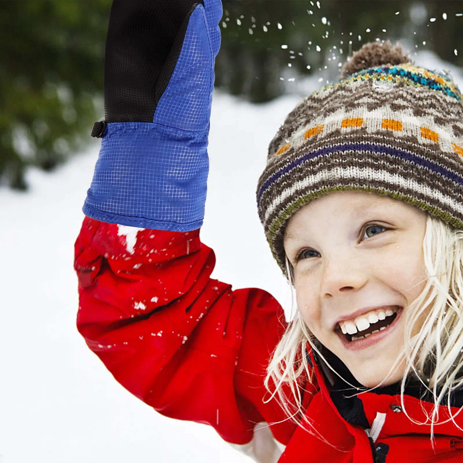 1Pair Snow Mittens Easy to Clean Non Slip Palm Texture Perfect for Ice Skating Mittens Winter Ski Gloves