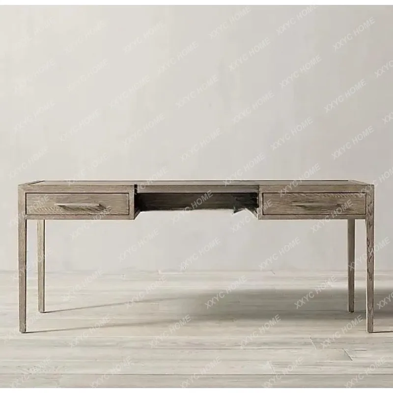 XXVintage Desk Makeup Integrated Computer Desk Small Apartment Office   Solid Wood Writing   Study Desk
