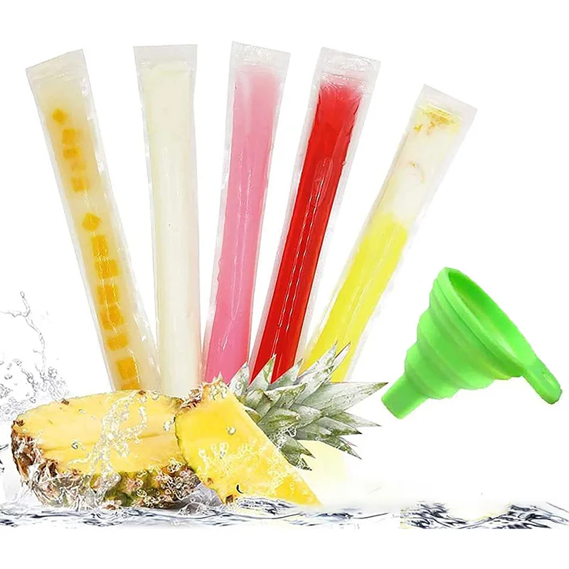 100Pcs Disposable Ice Popsicle Mold Bags Homemade Ice Lolly Bags BPA Free Freezer Tube with Zip Seals for Yogurt Party Favors