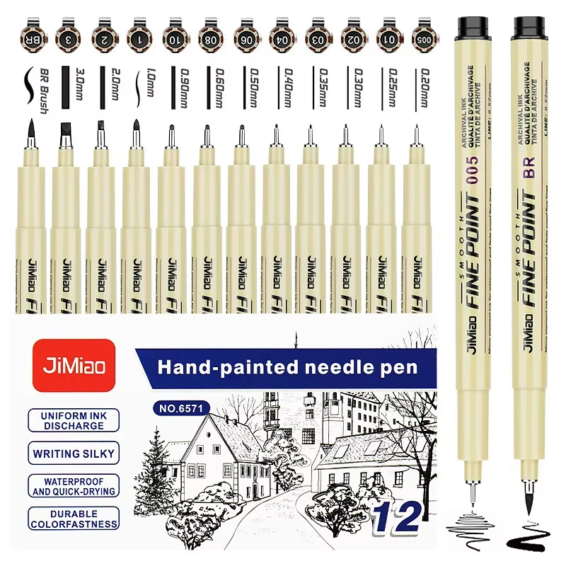 

12Pcs Drawing Pens Marker Pen Manga Lettering Pens Art Sketch Journaling Watercolor School Supplies Stationery Gifts for Student