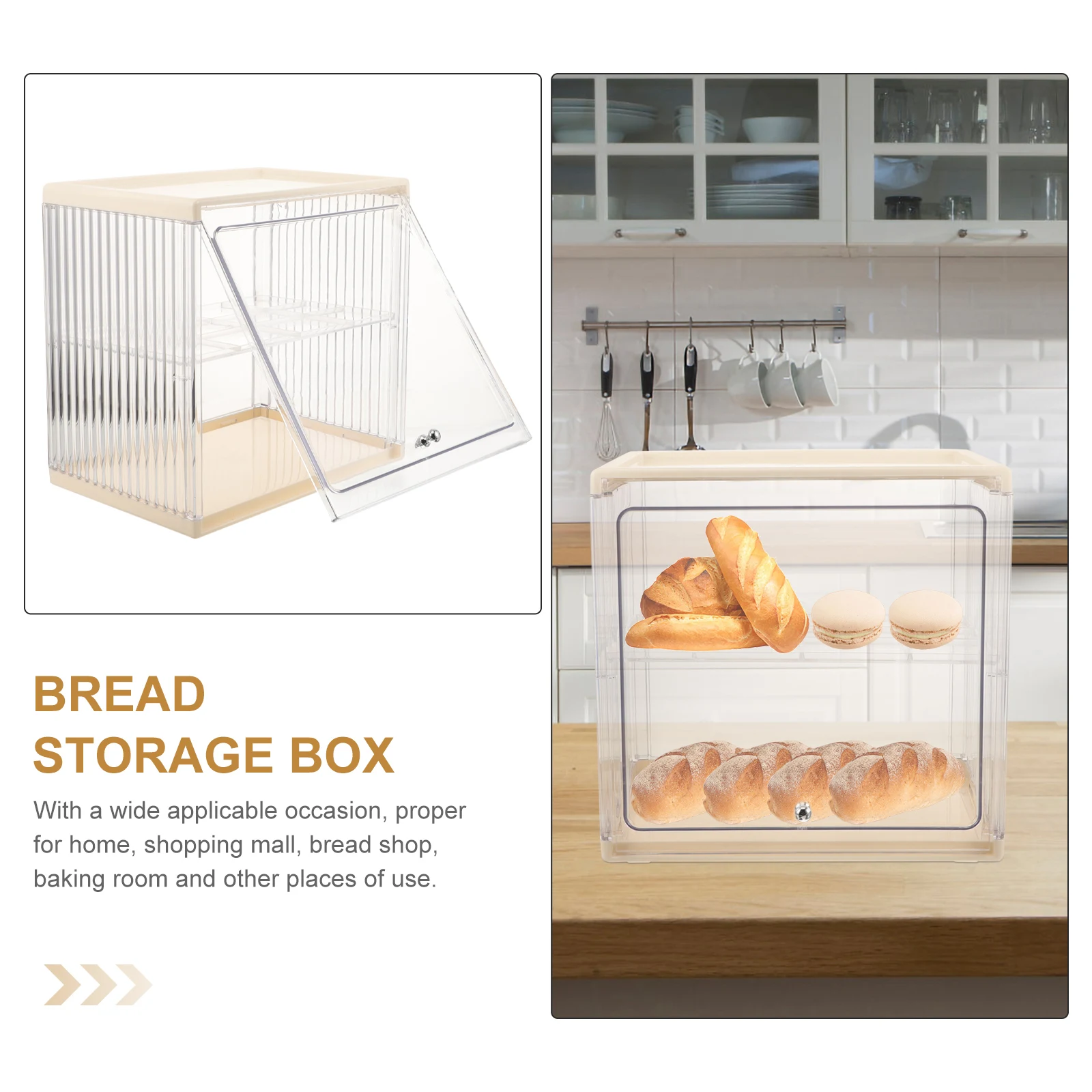 

Double Layer Bread Box Kitchen Countertop Containers Plastic Holder Clear Storage ganizer Bread Pan Cake Pastry