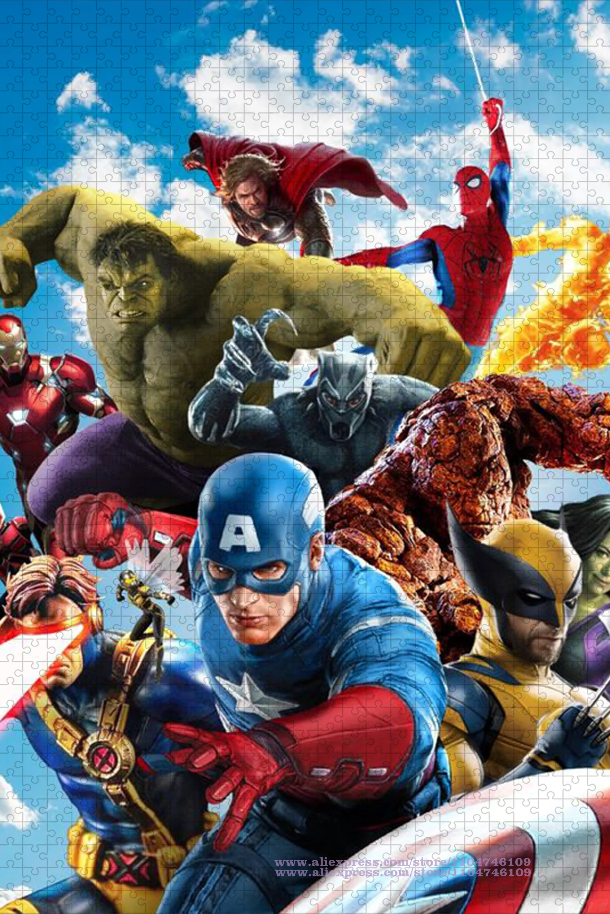 Marvel Heroes Puzzle Jigsaw 108/200/300/500/1000/1500Pcs Quebra-cabeças de inteligência para crianças e adultos Quebra-cabeças engraçados Decoração de casa