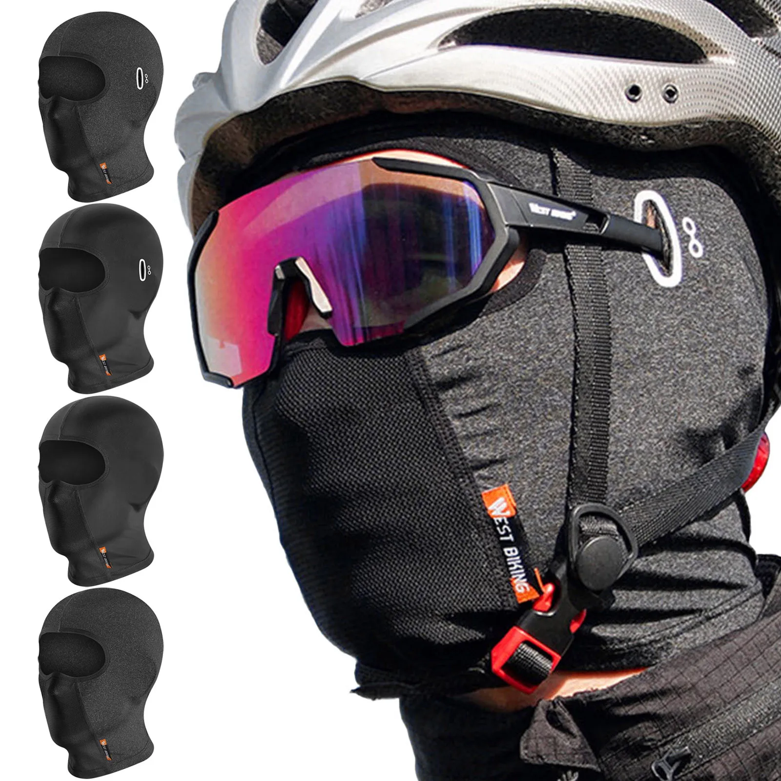 

Glasses Hole Balaclava Summer Face Uv Blocking Mask Bicycle Motorcycle Handkerchief Head Man Ear Muffs Helmet Liner Bandana