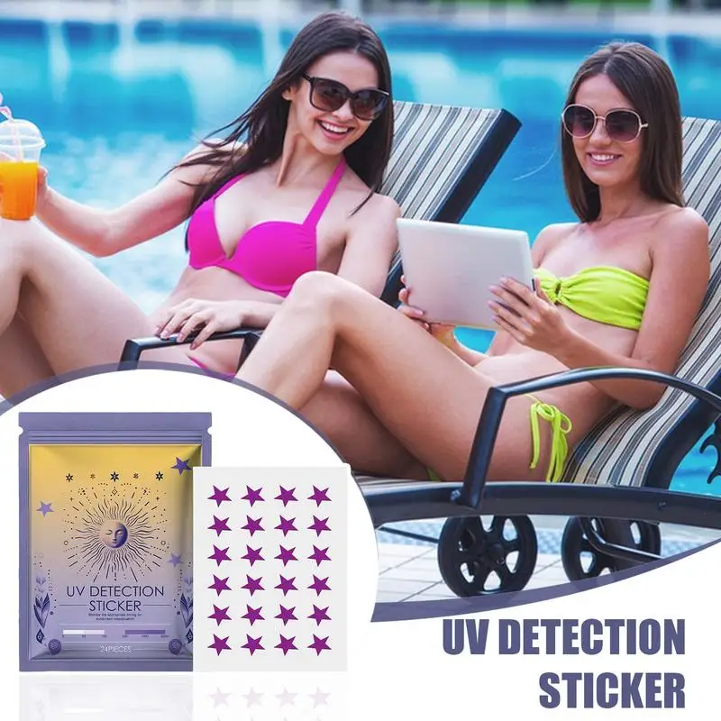 UV Detection Stickers Set Of 24 Body Stickers For Tanning Star Shaped Sunscreen Reapply Reminder Personal Care Supplies