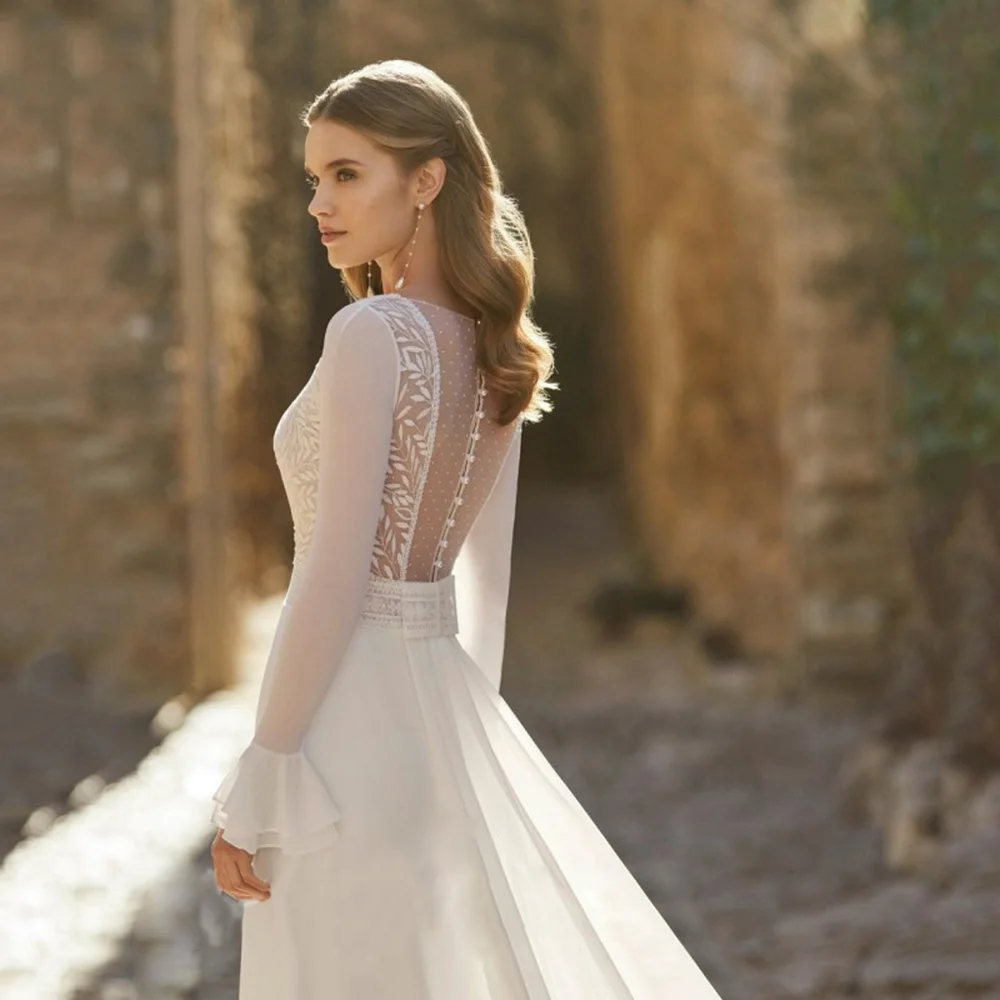 فساتين زفاف 2024 على شكل حرف a على شكل حرف v وأكمام طويلة فساتين زائدة لوصيفة العروس والحفلات الراقصة فساتين السهرة