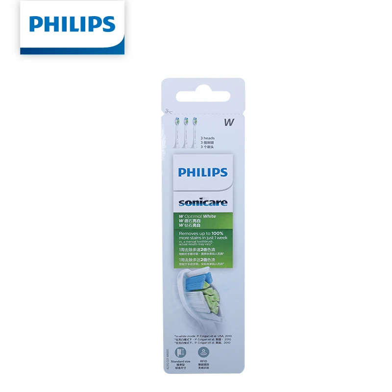 Philips Sonicare HX6063/67 Replacement Toothbrush Heads W2 Optimal White, Diamond-Shaped Bristles 3 pcs/pack