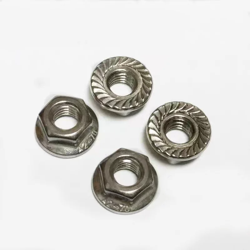 

DIN6923 Hexagon Flange Nuts A2/A4 Stainless Steel Serrated Pinking Automatic Nuts 6# 8# 10# 1/4 5/16 3/8 1/2 UNC UNF