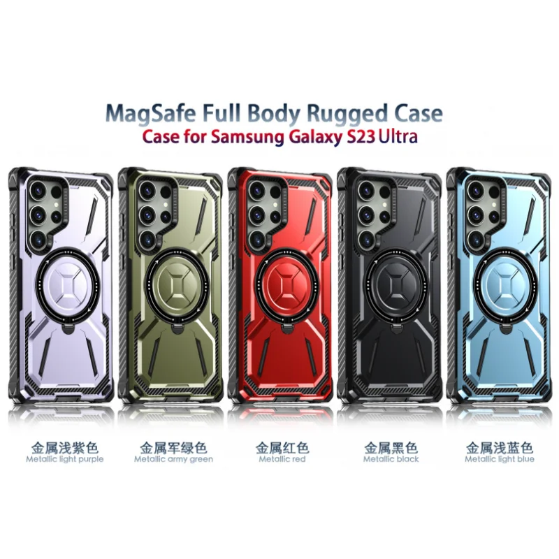 

Heavy Duty Shockproof Armor Case For Samsung Galaxy S22 S23 S21 Plus Phone Case Bumpers Magnetic Ring Cover Wireless Charging