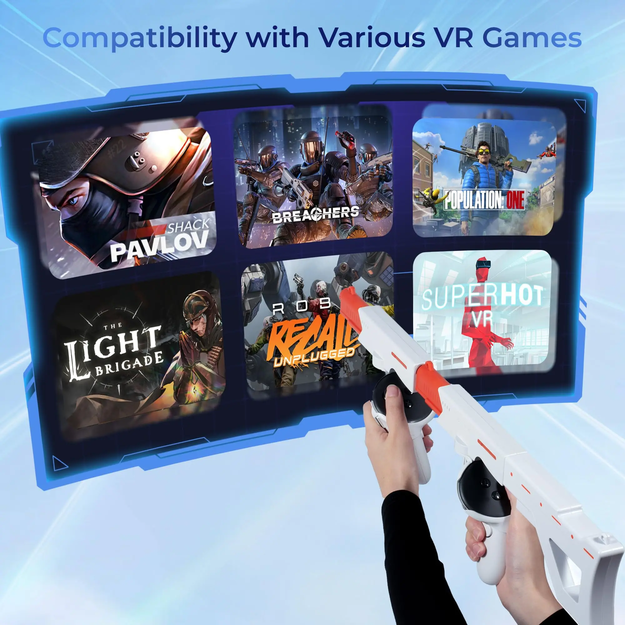 Upgraded VR Gun Stock for Meta Quest 3S/Quest 3 Magnetic VR Accessories for Oculus Quest 3 Realistic FPS Gaming Experience