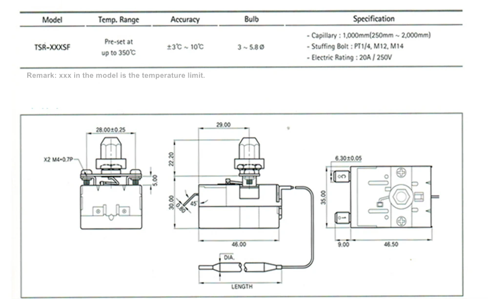 Kapillarthermostat, Glühbirne, Thermometer, fest, hohe Temperatur, Sicherheitsbegrenzer, Steuerschalter, manueller Reset, TSR – für Ofenheizung – Detail 11