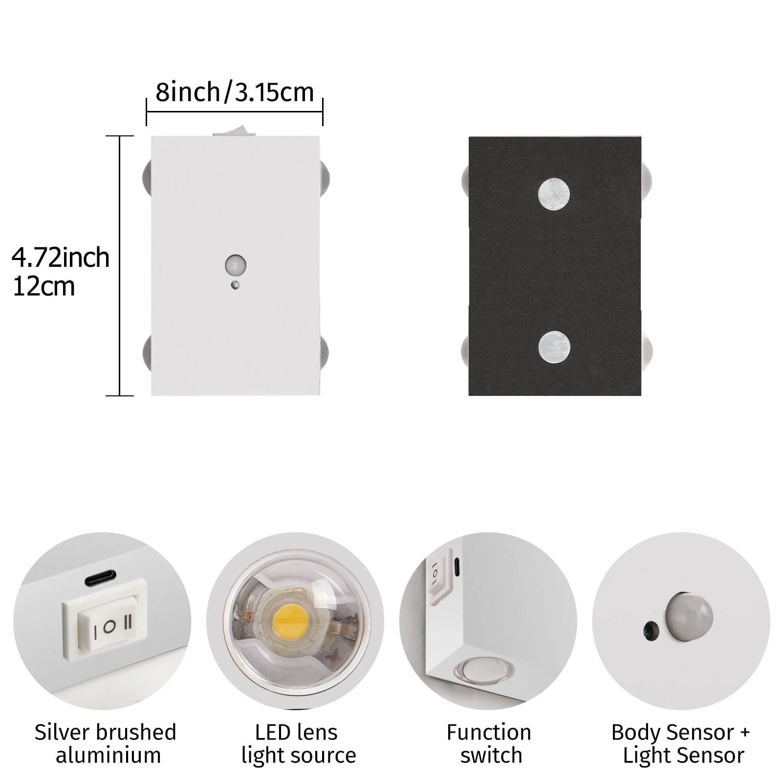 LED Wall Sconce Indoor with Motion Sensor, USB Rechargeable Wall Light Battery Operated Wireless Wall Lamps 4000 mAh for Stair