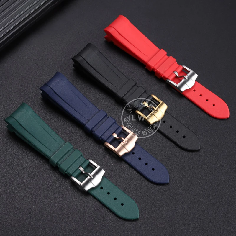 Rubber Silione Watch strap Special Curved End For Tudor Black bay GMT 1958 Bronze Pin Or Folding Buckle 22mm Bracele wristband