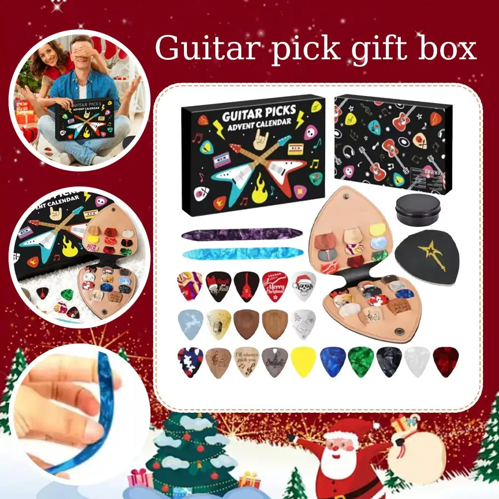 2025 Christmas Guitar Picks Advent Calendar Set Multiple Guitar Plectrums Guitar Accessories Festive Gift For Guitar Lovers
