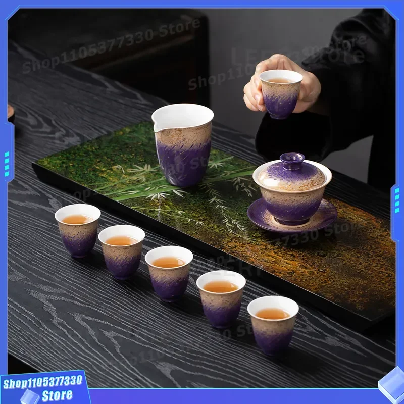 Fuzhou Snail Lacquer Tea Set Handmade Porcelain Teacup Bowl Suet Jade Cover Gift Box Intangible Cultural Heritage Traditional