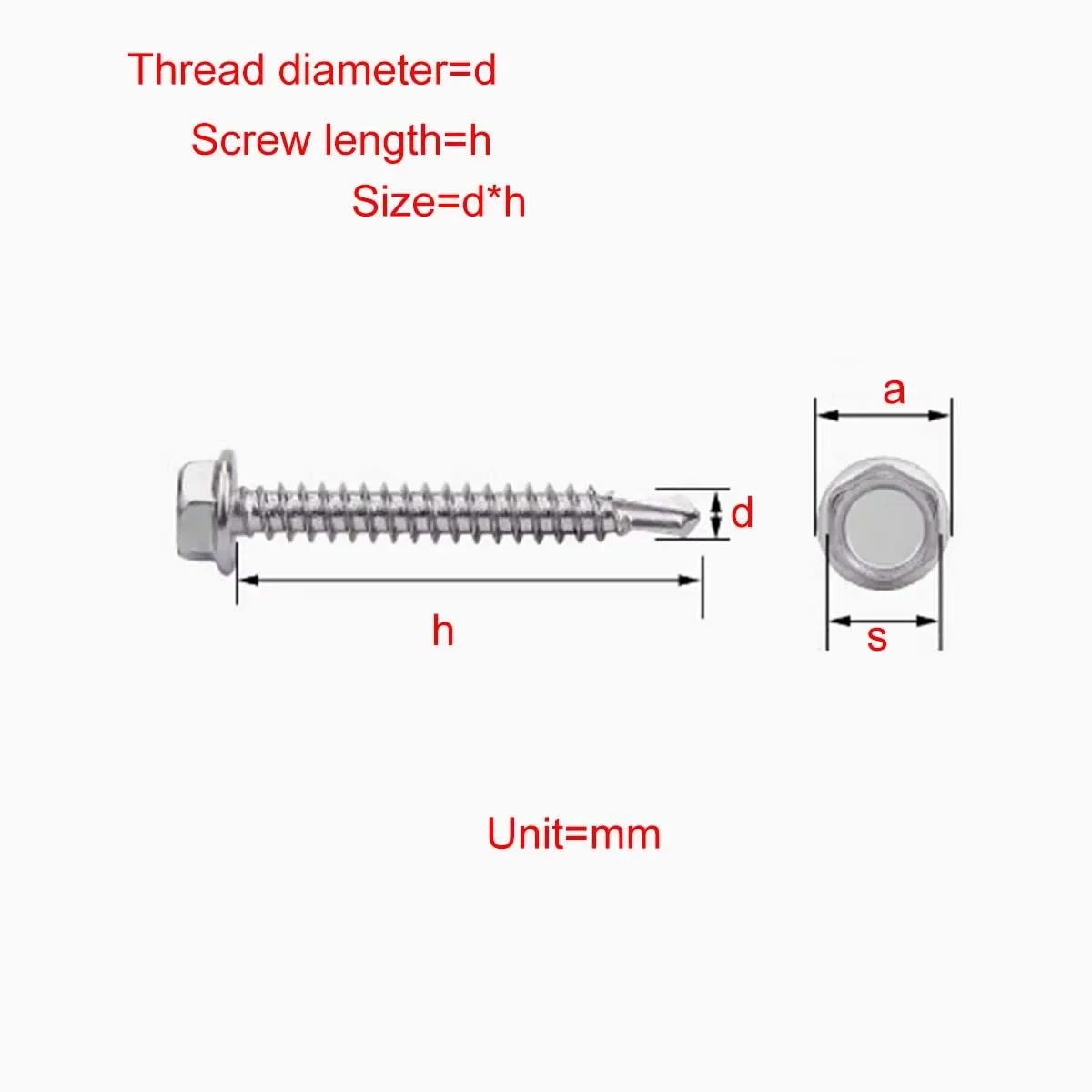 316 Stainless Steel External Hexagonal Drill Tail Screw/Color Steel Tile Self Tapping And Self Drilling Dovetail Bolt