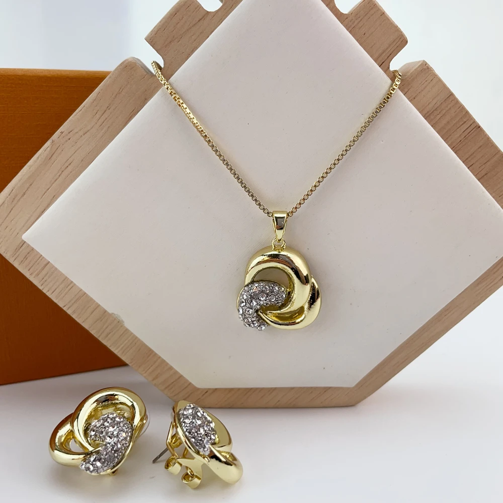 Fashion Classic Jewelry Set For Women Earrings Pendent Romantic Necklace Sets For Wedding Party Anniversary Gift KY25406