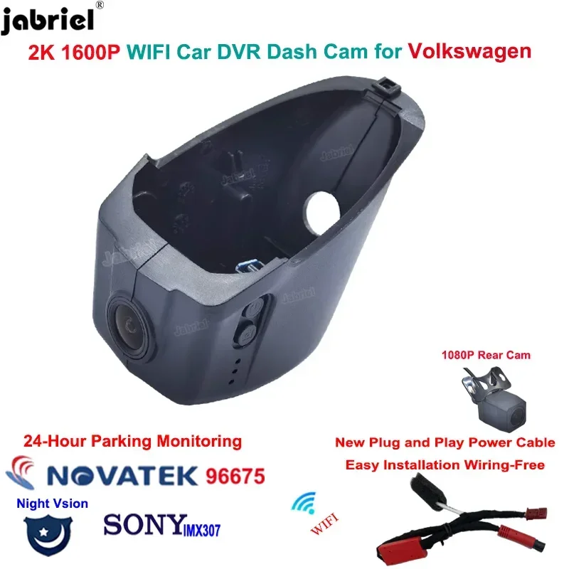 Jabriel for Volkswagen VW CC 2015 2016 2017 2K Dash Cam Rear Camera for Skoda Superb WIFI Car DVR Video Recorder Plug and Play