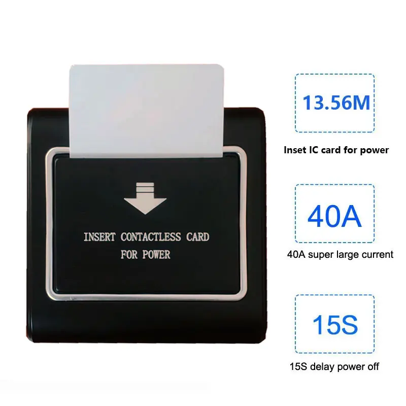 

10pcs Rfid Smart Hotel Energy Saving Switch High Frequency IC Card 13.56M Support 80-240V Voltage 40A 15s Power Off Time Delay