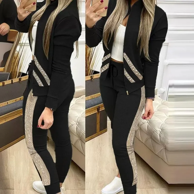 2024 Spring Autumn New Women\'s Clothing Cardigan Long Sleeve Coat Trousers Two-Piece Set