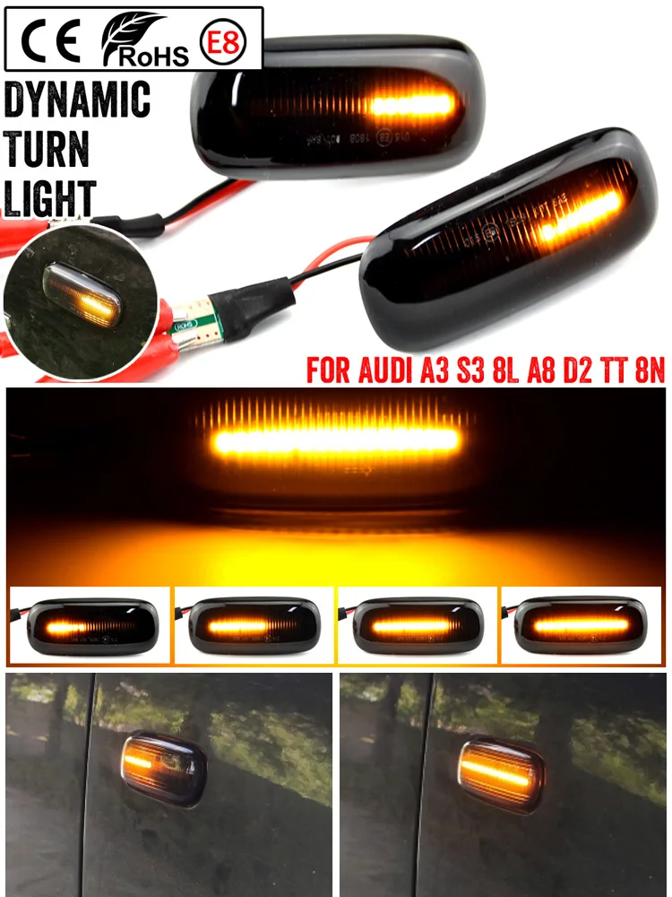 2pcs For Audi A3 8L LED Dynamic Side Marker Light Turn Signal Light Indicator auto parts view 4