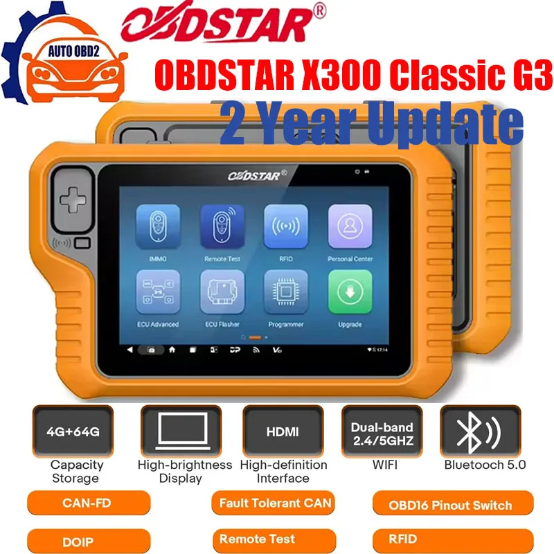 

OBDSTAR X300 Classic G3 Key Programmer with Built-in CAN FD DoIP Support Car/ HD/ E-Car/ Motorcycles/ Jet Ski Get Free Gift