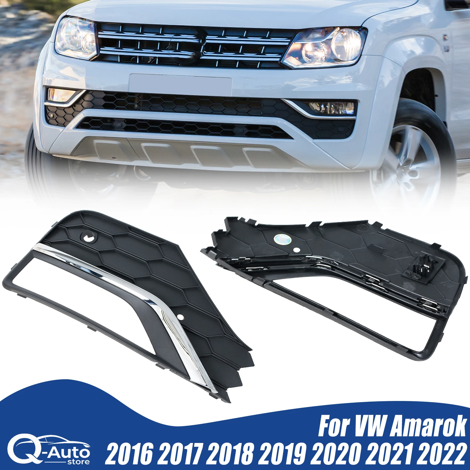 Car Accesorios For VW Amarok 2016 2017 2018 2019 2020 2121 2022 Front Bumper Fog Lights Cover Grill Driving Lamp Foglamp Grill