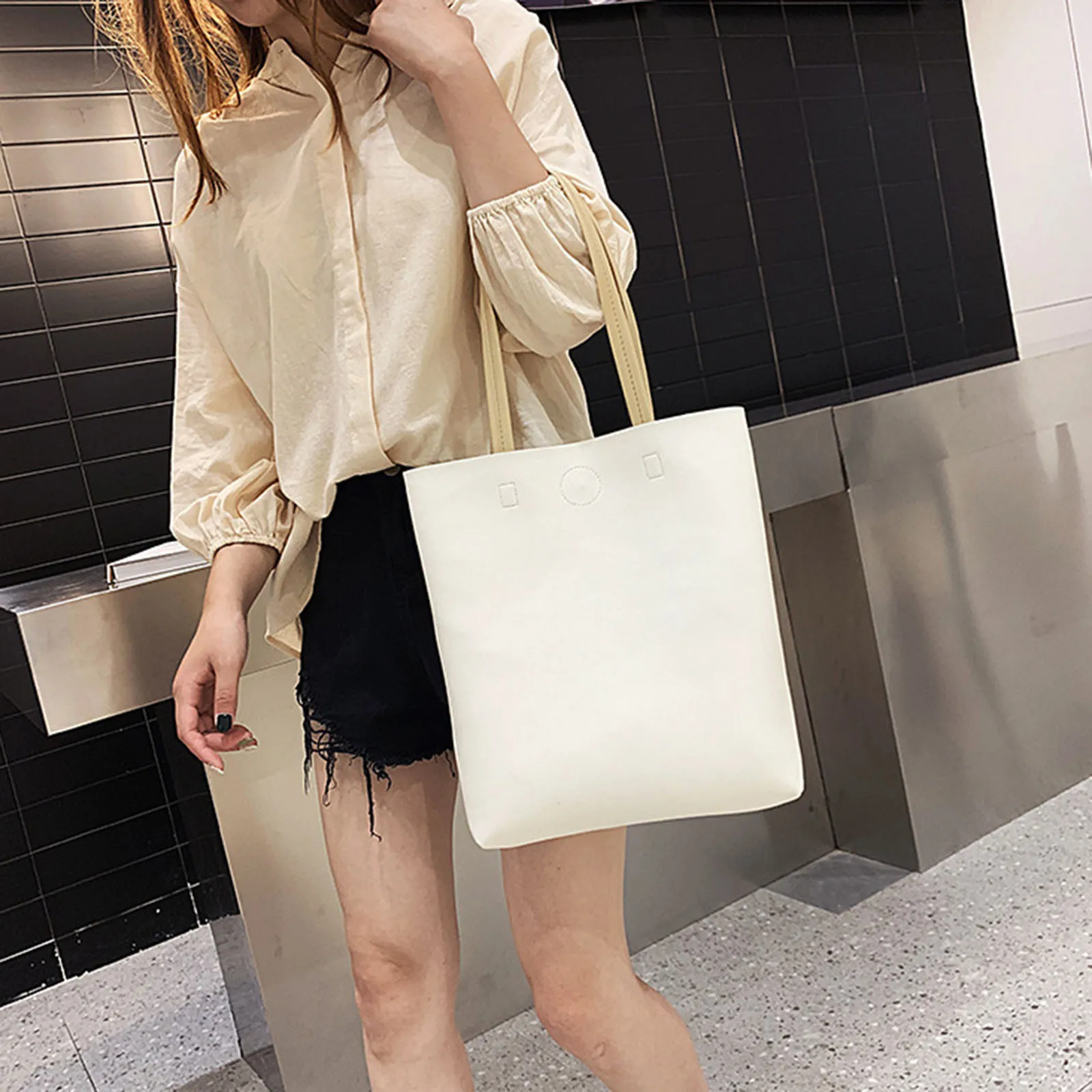 Women Tote Bag Fashion Underarm Pouch Large Capacity Soft Pu Leather Shoulder Bag Retro Crossbody Bag Casual Portable Bucketbags