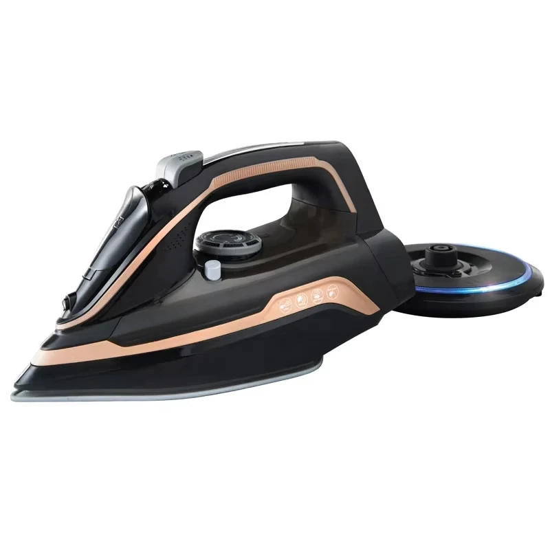 Newest Design Cordless Steam Iron Press with Blue LED on Base & Blue LED Light on Iron Ceramic Soleplate Wireless Steam Iron