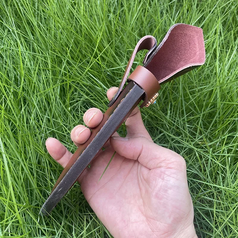 24cm Universal Fixed Blade Knife Cover Golden Flower Buckle Cowhide Knife Leather Sheath Home DIY Knife Accessories Supplies image 5
