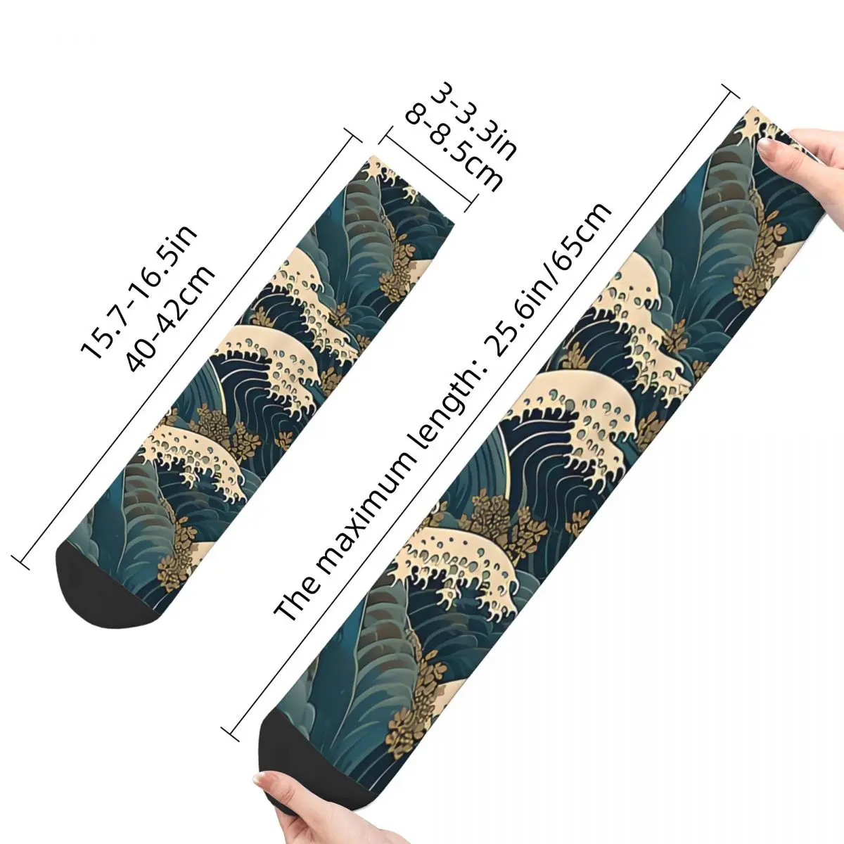 Funny Men's Socks The Great Wave Off Kanagawa By Hokusai Vintage Japanese Wave Harajuku Casual Crew Sock Gift Pattern Printed