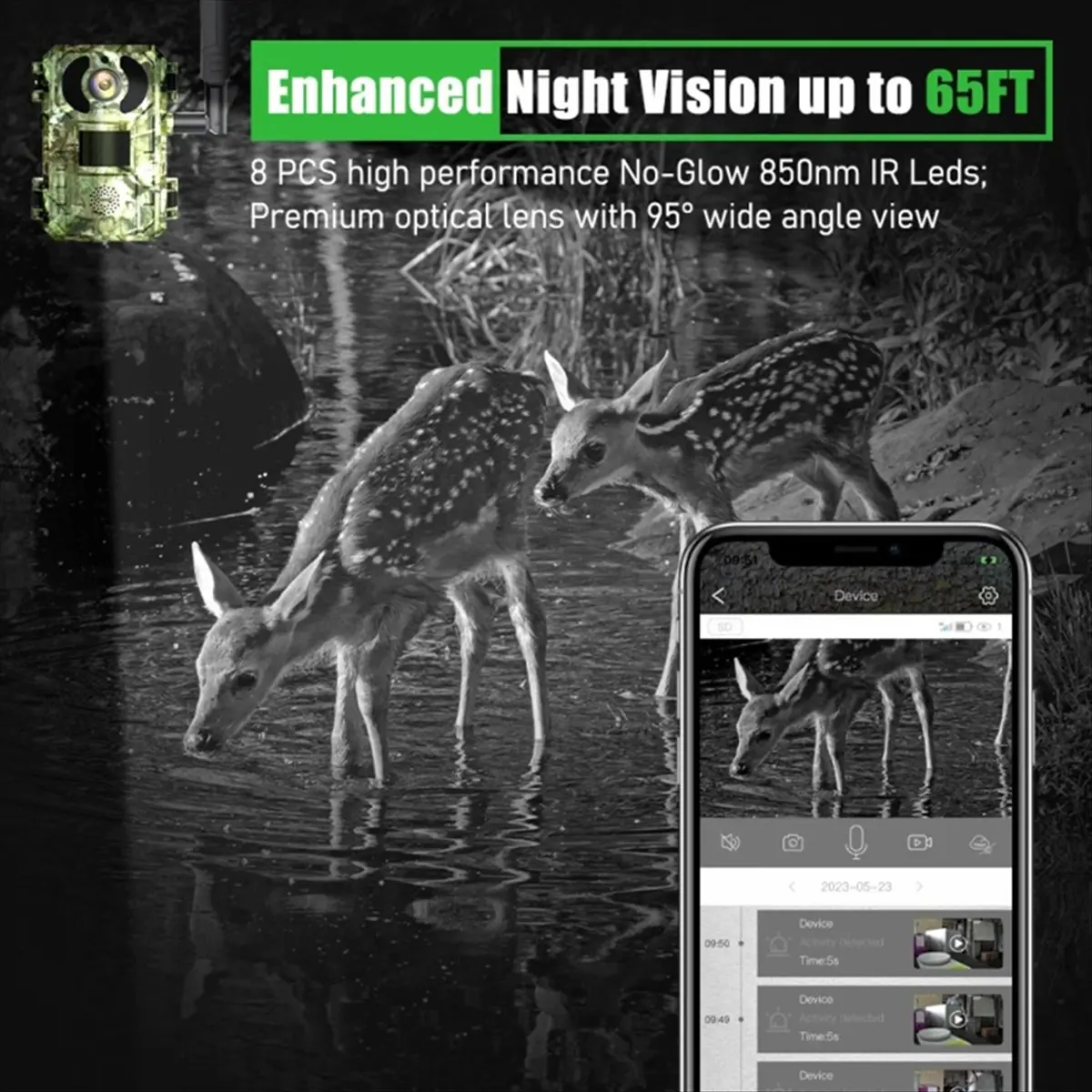 

4G Sim Card LTE Cellular 4W Solar 7800MAh Battery Hunting Trail Motion Activated Night Vision 4MP IP66 Camera(EU)