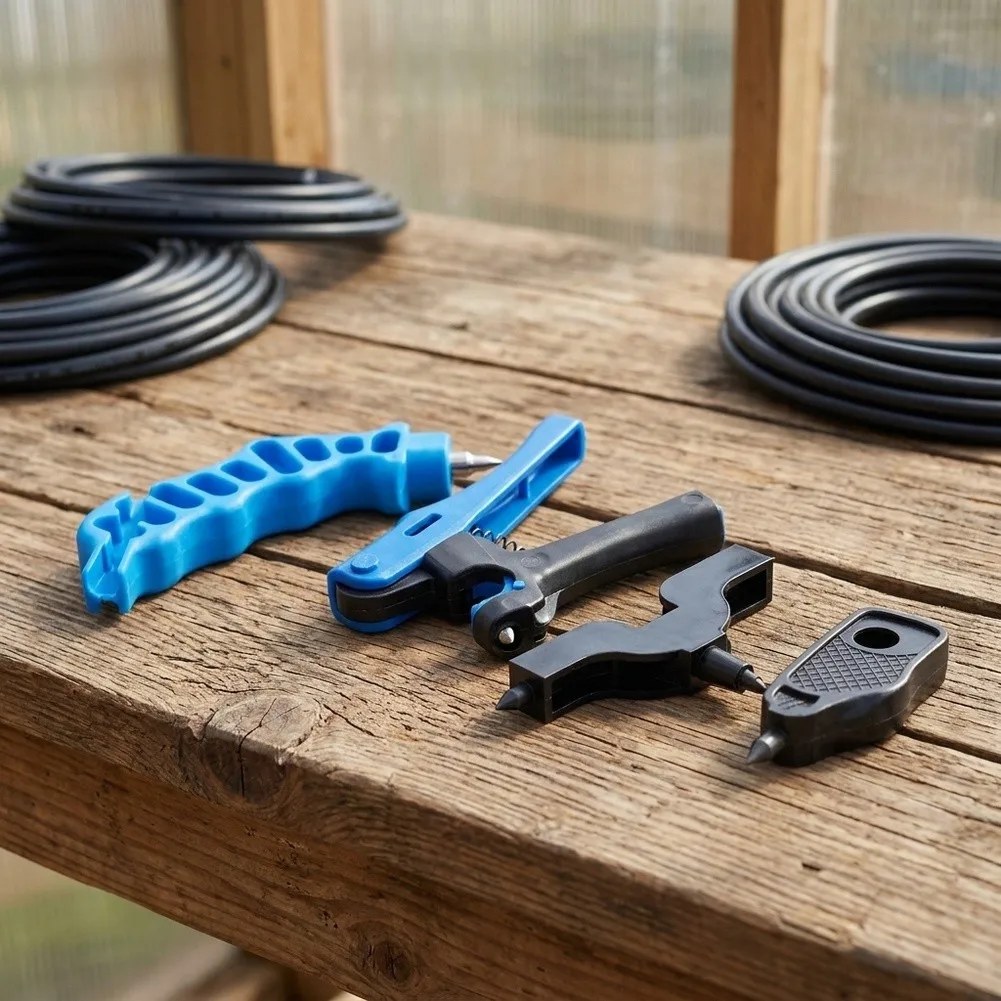 4-Tool Hose Punch Kit for Irrigation Systems Featuring Robust Construction and Compatibility with Standard Garden Fittings