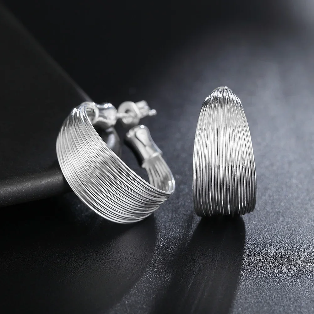 925 Sterling Silver Earring High Quality Fashion Woman Jewelry Retro Line Ear Hook Holiday Gifts