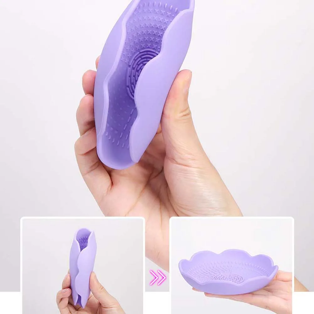 Silicone Maquiagem Brush Holder, Tapete De Limpeza, Forma De Flor, Pó Puff Cremalheira De Armazenamento, Escova Cosmética Cleaner Holder, 3 Cores