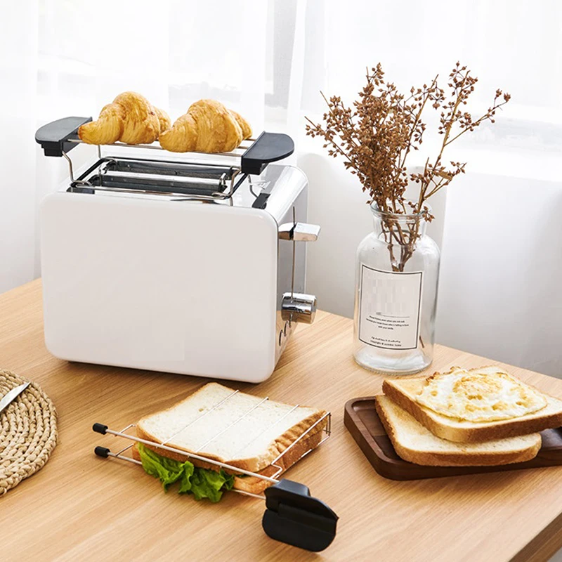 Foldable Bread Warming Rack Stainless Steel Sandwich Holder Cage Anti-scalding Handle Toaster Accessory Kitchen Utensils