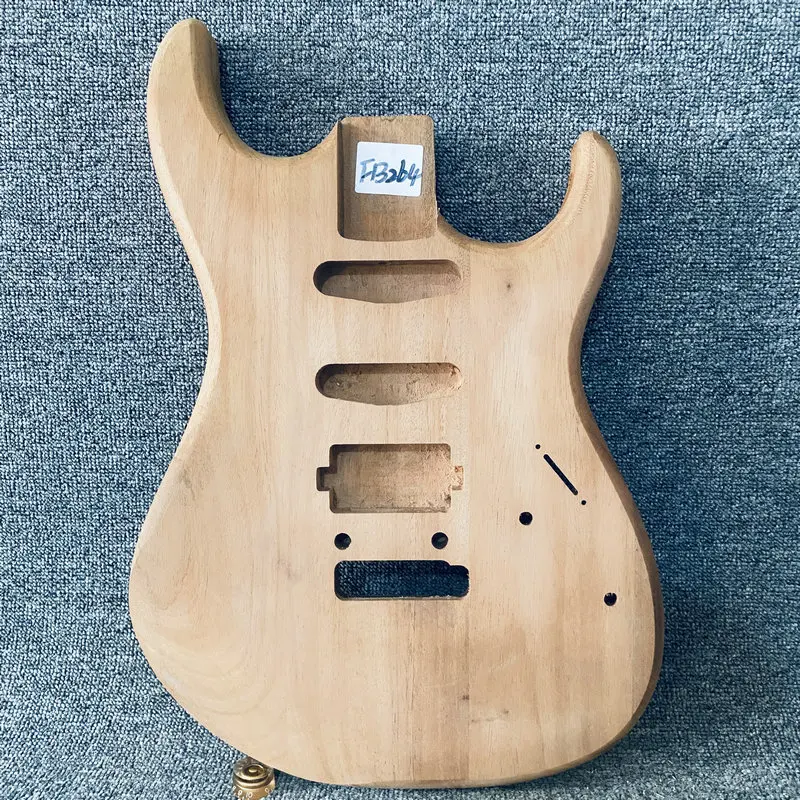 FB264   Electric Guitar Body Replace SSH Pickups With Two Points Fixed Tremolo  Bridge DIY Parts Solid Redwood Nature Color