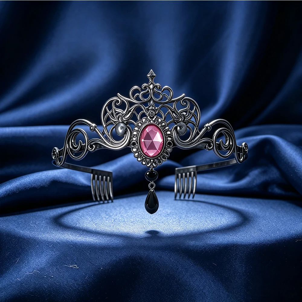 1pc Antique Black Alloy Spider Tiara Crown Dark Queen Cosplay Headdress Halloween Costume Party Hair Ornaments With Comb