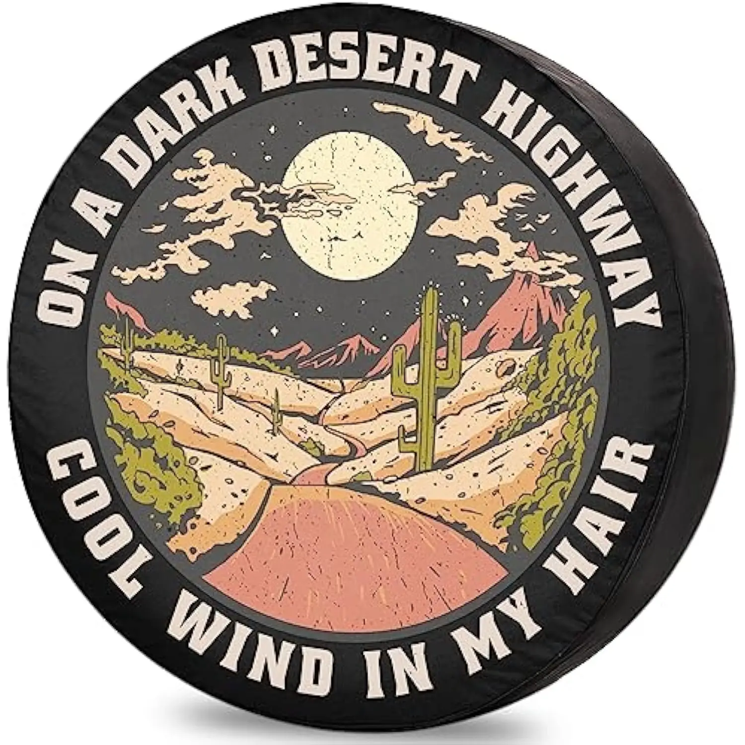 Desert Highway Night Moon Cactus Spare Tire Cover Durable RV Camper Wheel Protector