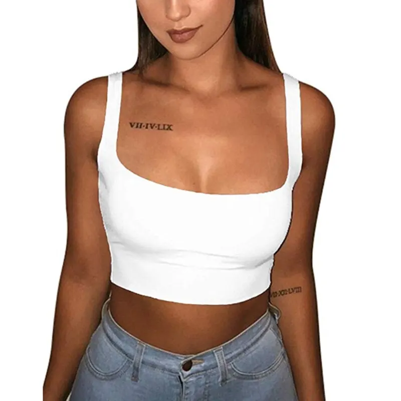 Women Top Shirt Solid Color Slim Fit Sling Low Chest Tank Top Summer Crop Hot Pullover Wild Fashion