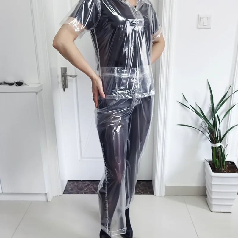 Fotografia 3: Conjunto de Camiseta Transparente Ultrafina de Plástico, Sexy, Impermeável, Leve, Flexível, Macio e Confortável para Festas, Clubes e Palcos