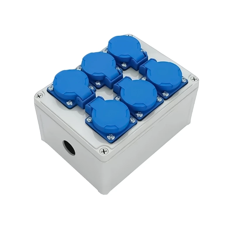 

220V 10A Home Wall Mounted Outdoor Socket Box 6 Hole Wall Socket Power Distributor Box Construction Power Distributor