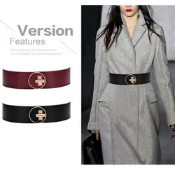 Ceinture large en cuir véritable de vache pour femme, nouvelle collection, boucle dorée, taille élastique, accessoire pour vêtements féminins