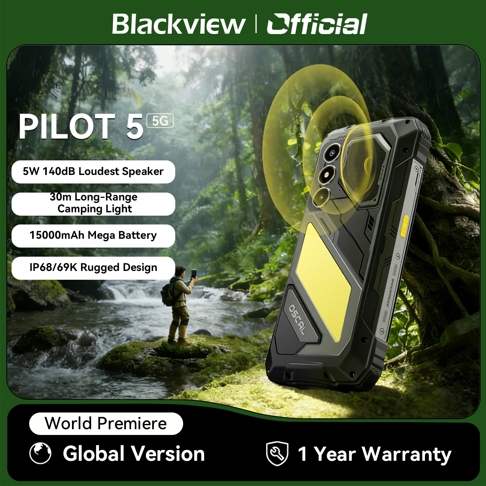 Blackview OSCAL PILOT 5G Rugged Smartphone - 8GB RAM, 256GB Storage